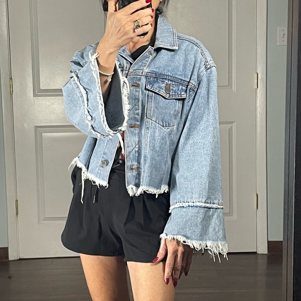 Unpublished Washed Cut Off Denim Jacket - Picture 4 of 11